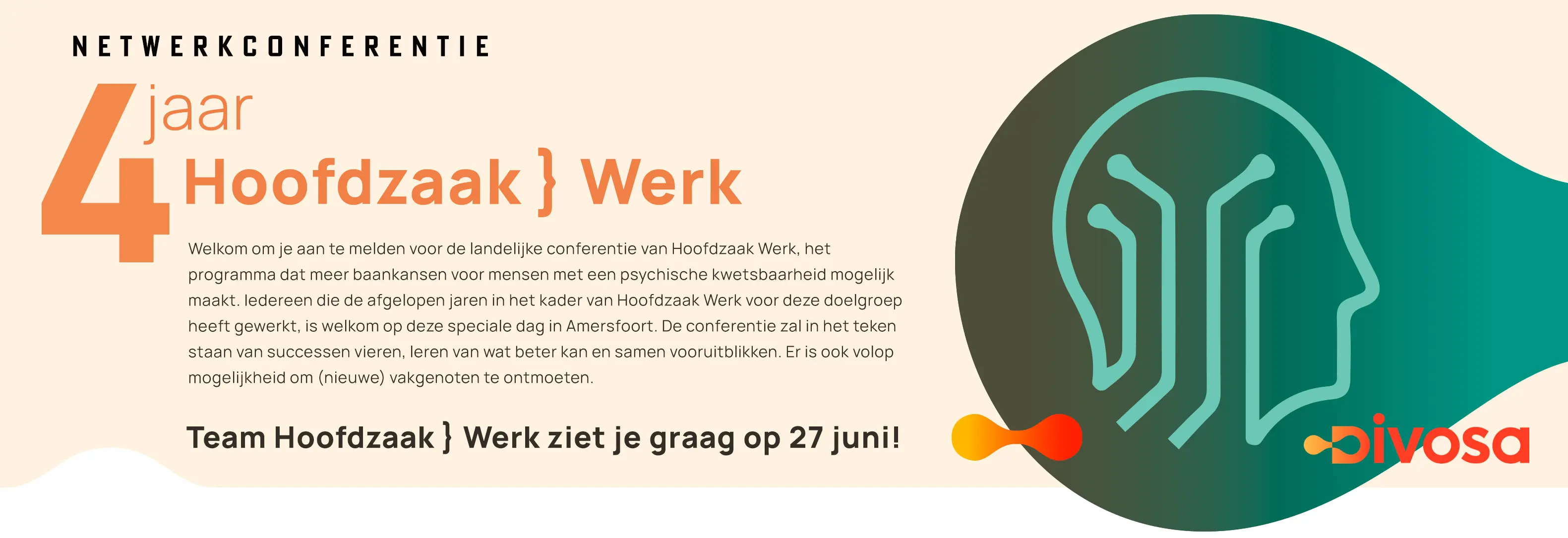 Netwerkconferentie 4 jaar Hoofdzaak Werk Banner