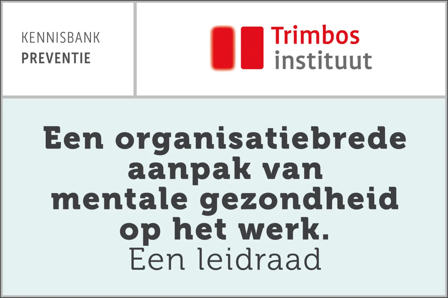Een organisatiebrede aanpak van mentale gezondheid op het werk. Een leidraad