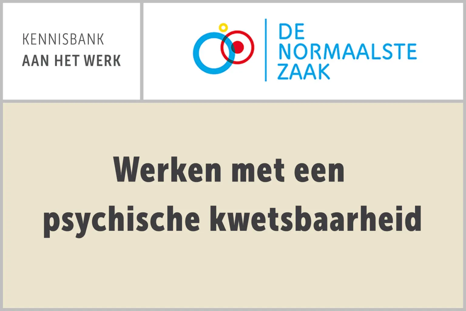De Normaalste Zaak: Werken met een psychische kwetsbaarheid