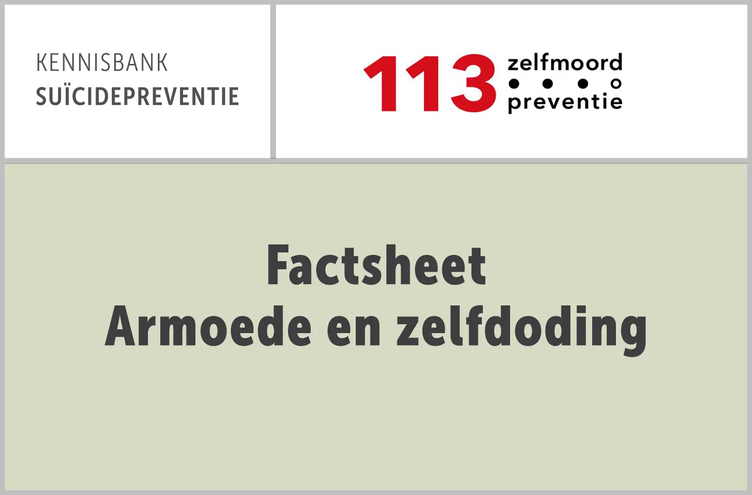 113 Factsheet Armoede en zelfdoding