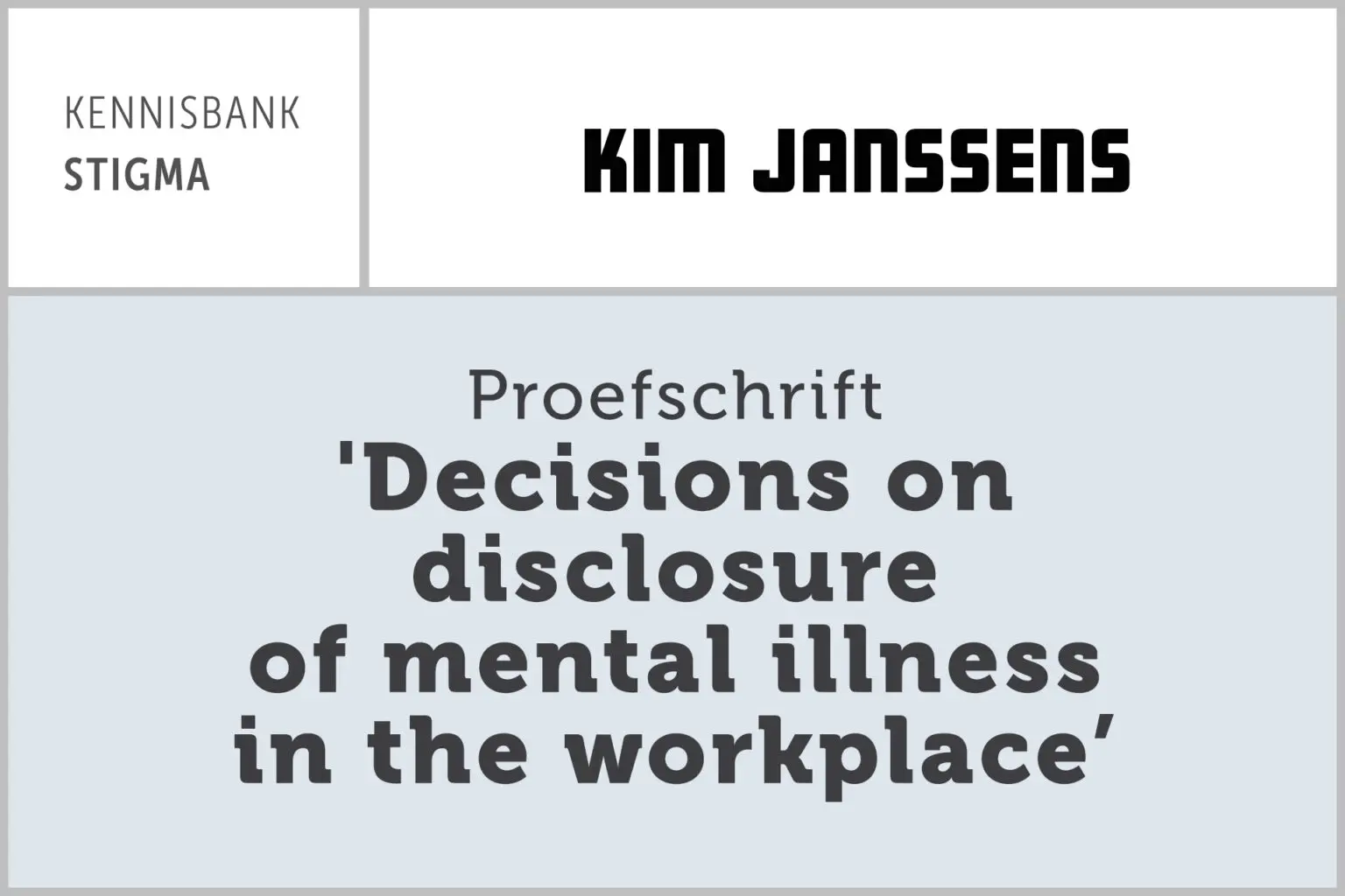 'Decisions on disclosure of mental illness in the workplace’