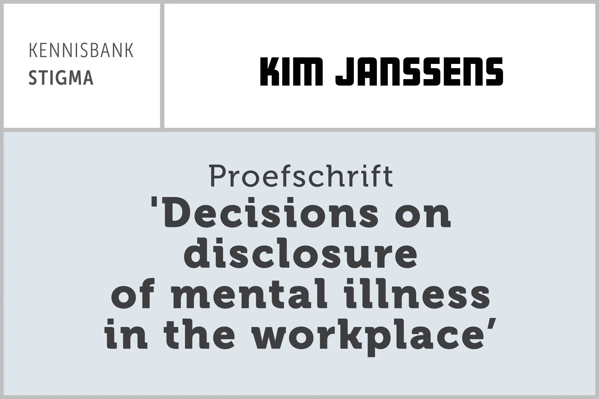 'Decisions on disclosure of mental illness in the workplace’
